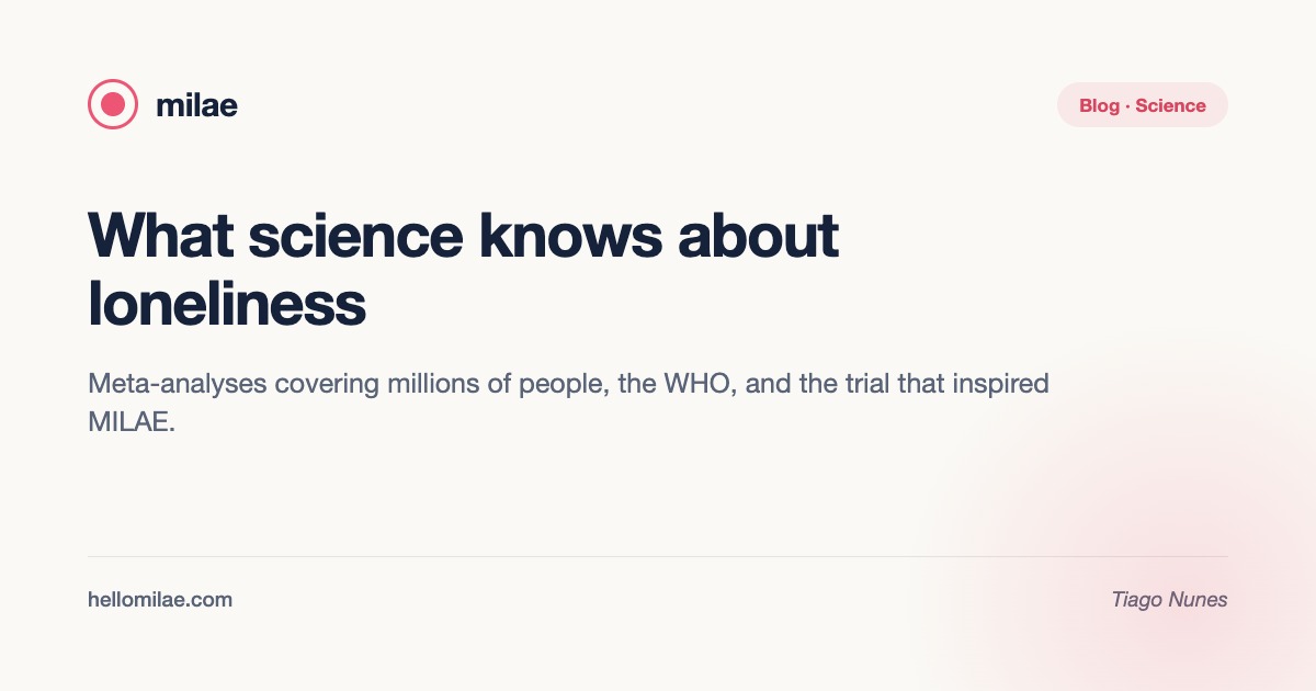 What science knows about loneliness (and the study that inspired MILAE). Article by Tiago Nunes, MILAE blog.